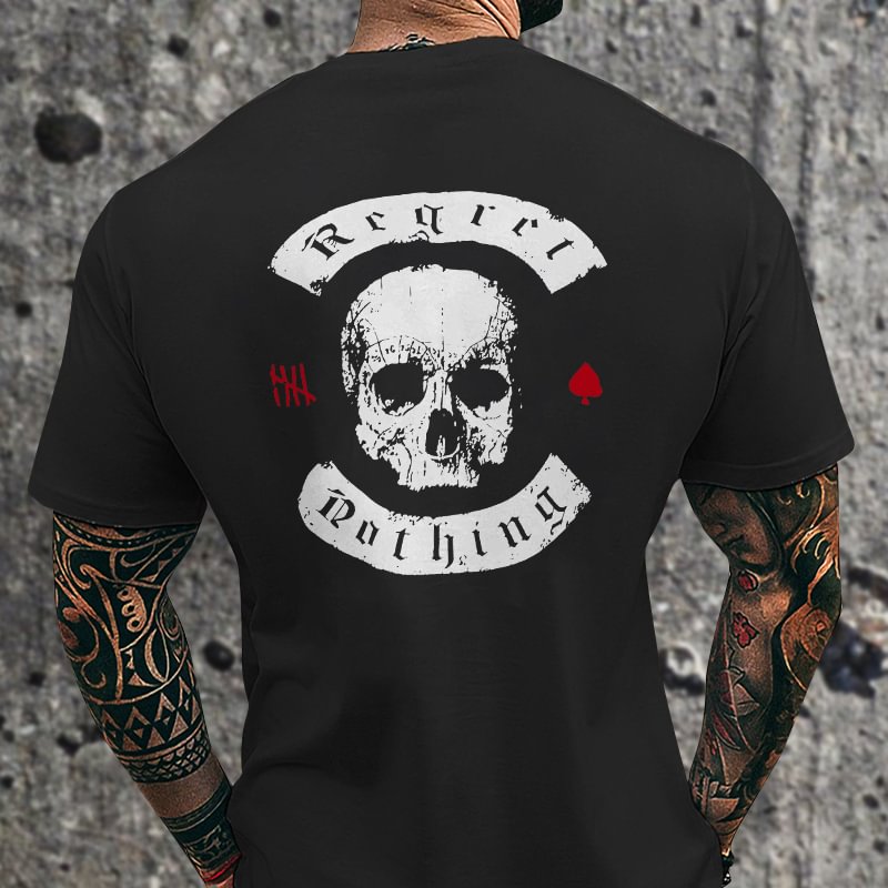 Livereid No Regrets Skull Print T-shirt - Livereid