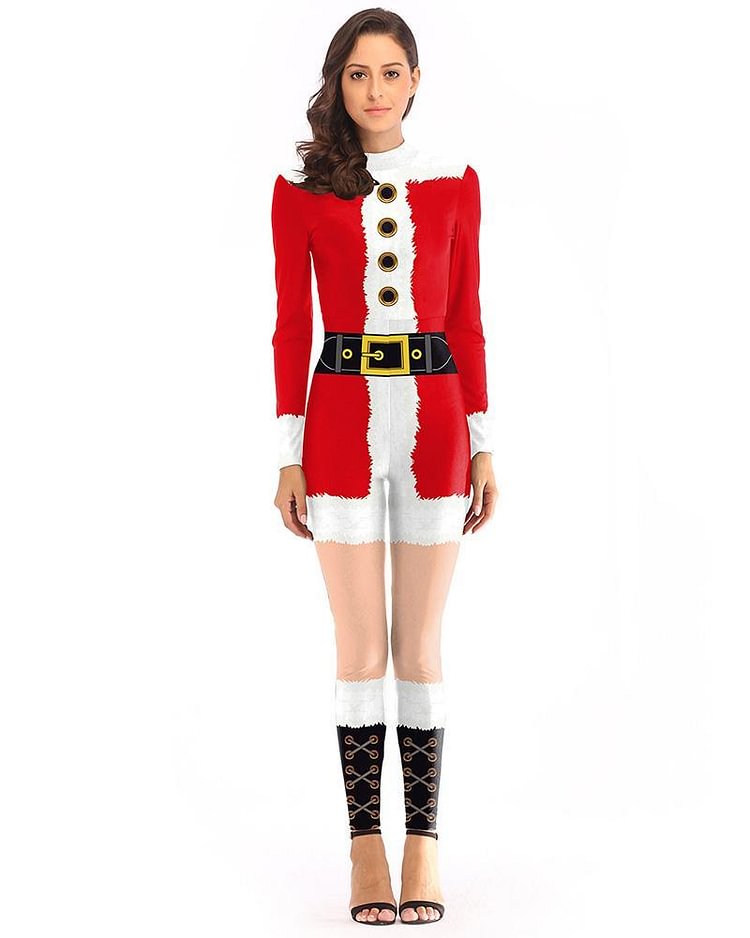 Mayoulove Christmas Mrs Santa Claus Catsuit Womens Cosplay Jumpsuit Costume-Mayoulove