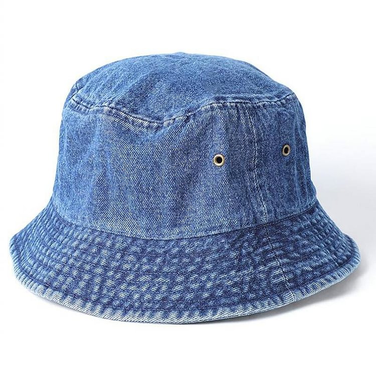 Outdoor Solid Color Washed Denim Bucket Hats For Women Men