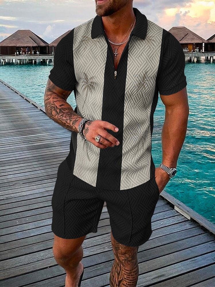 Men's "Coconut Tree" Printed Polo Suit