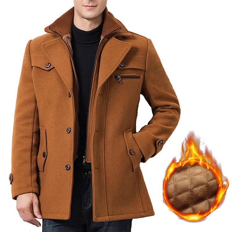 BrosWear Men'S Solid Color Fleece Jacket