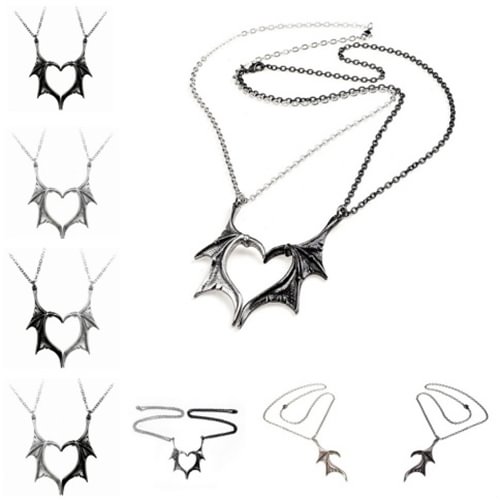 Minnieskull Bat Wing Love Couple Family Necklace - Minnieskull