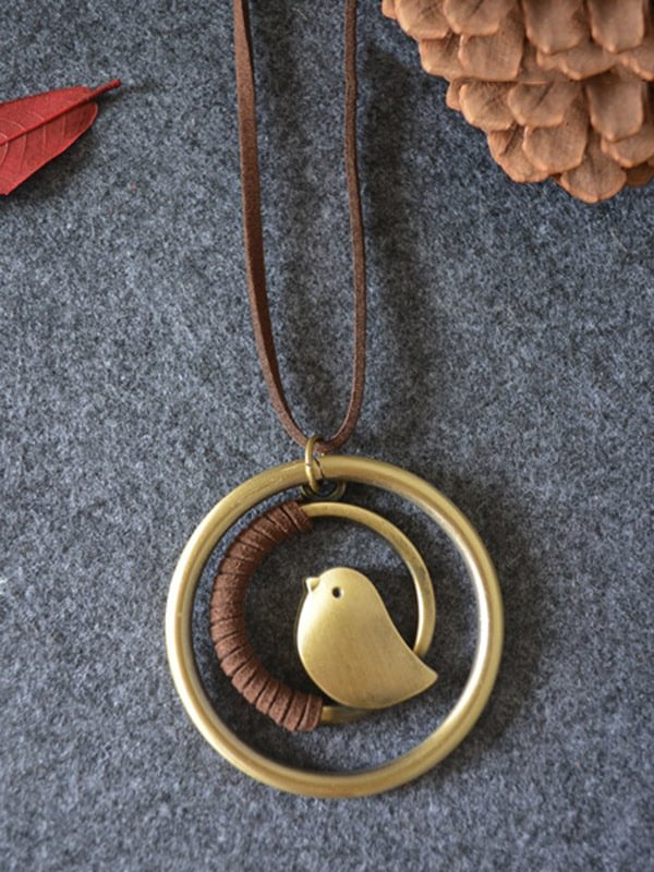 Vintage Bird Alloy Multi-Layer Circle Necklace