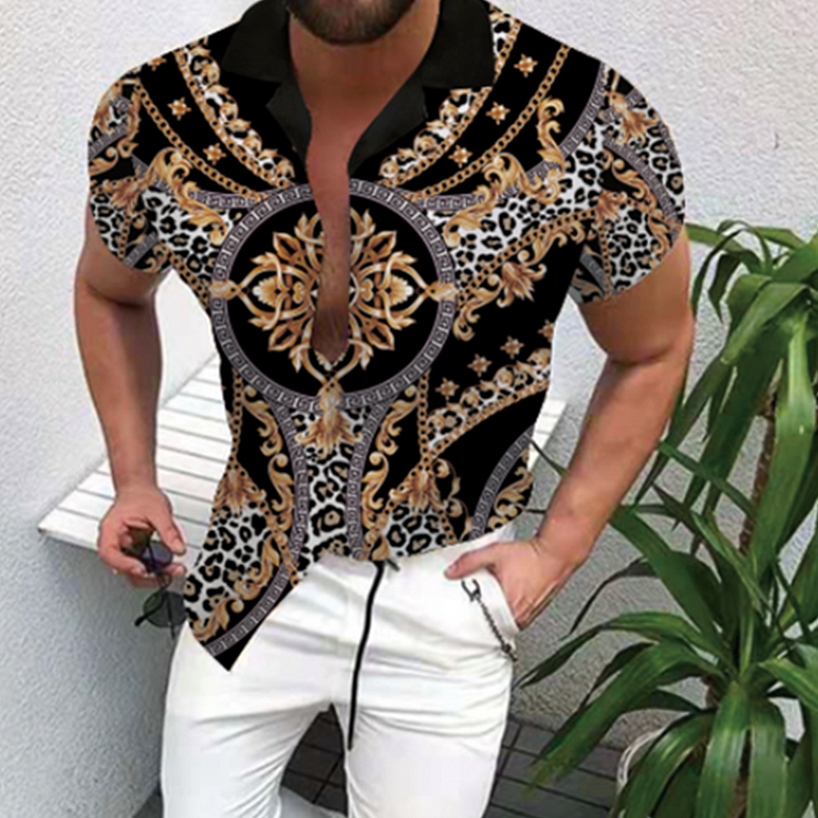 Exotic Print Summer Short-Sleeved Men's Shirts