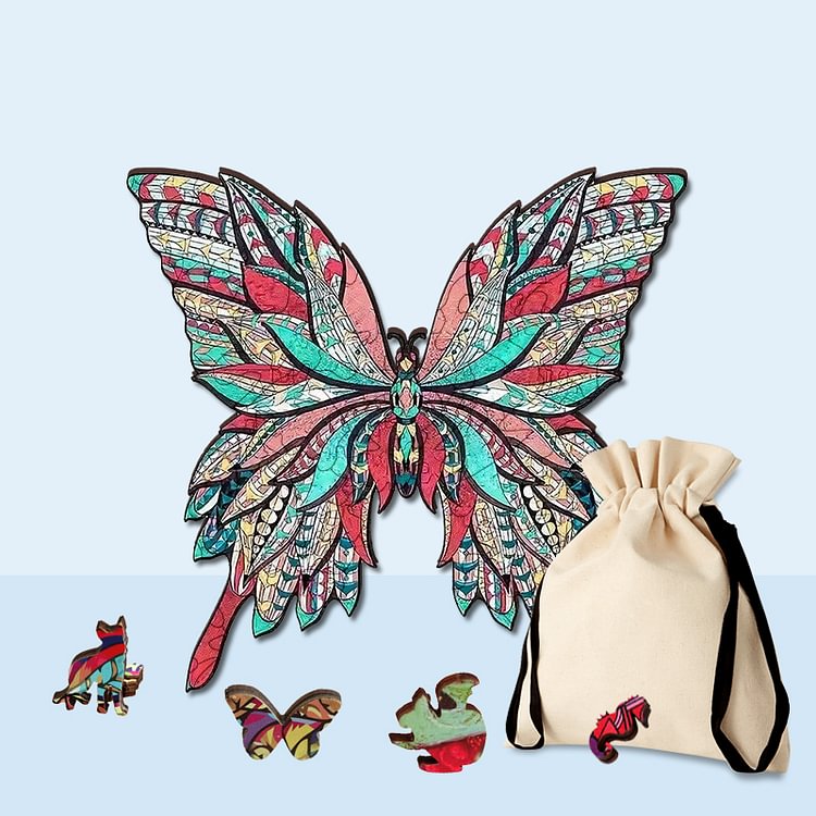 Red butterfly Wooden Jigsaw Puzzle