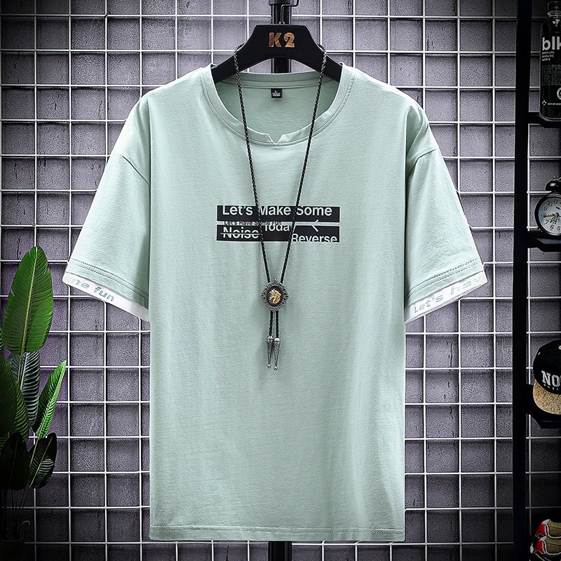Fashion casual color contrast printed short sleeve T-shirt