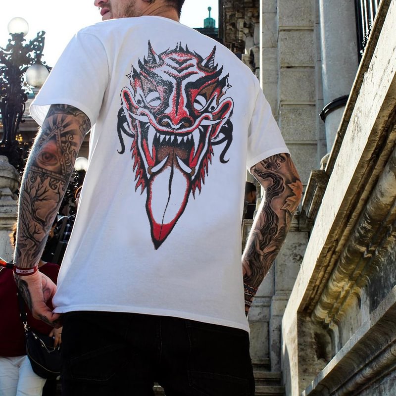 Cloeinc Fashion monster face print men's t-shirt designer - Cloeinc