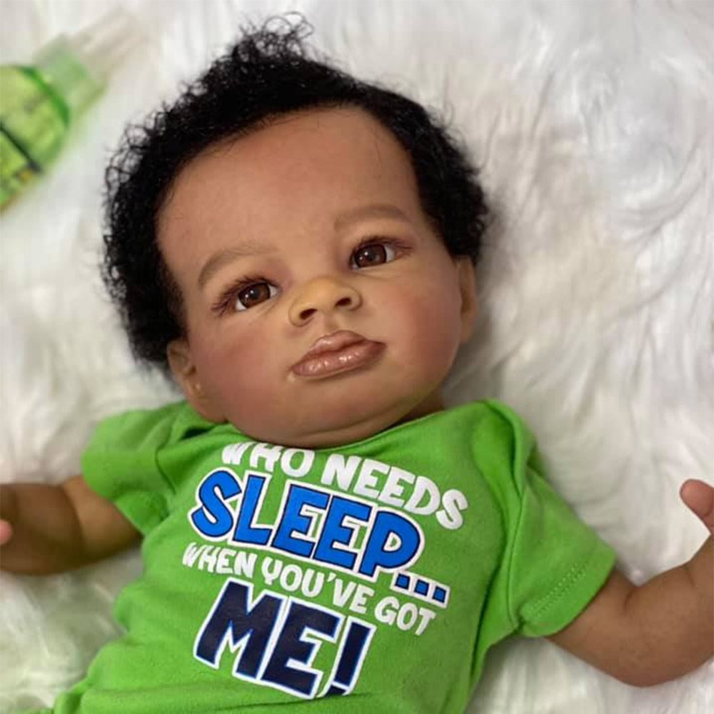 [New2022]18” The Naive and Innocent Black Girl Named Sasha Cloth Body Reborn Baby Doll,with Pacifier and Bottle