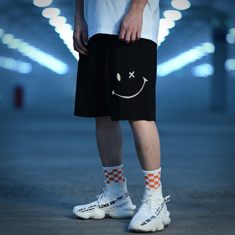Smiley Face Hip Hop Casual Sports Shorts / Techwear Club / Techwear