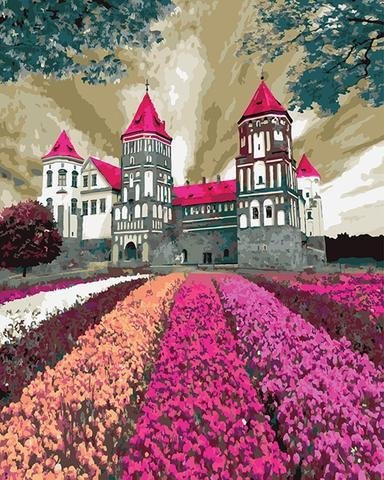 Paint by Numbers Kit for Adults by Alto Crafto - Pink Castle and Field、bestdiys、sdecorshop