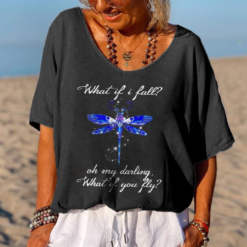 Oh My Darling, What If You Fly? Print Dragonfly T-shirt