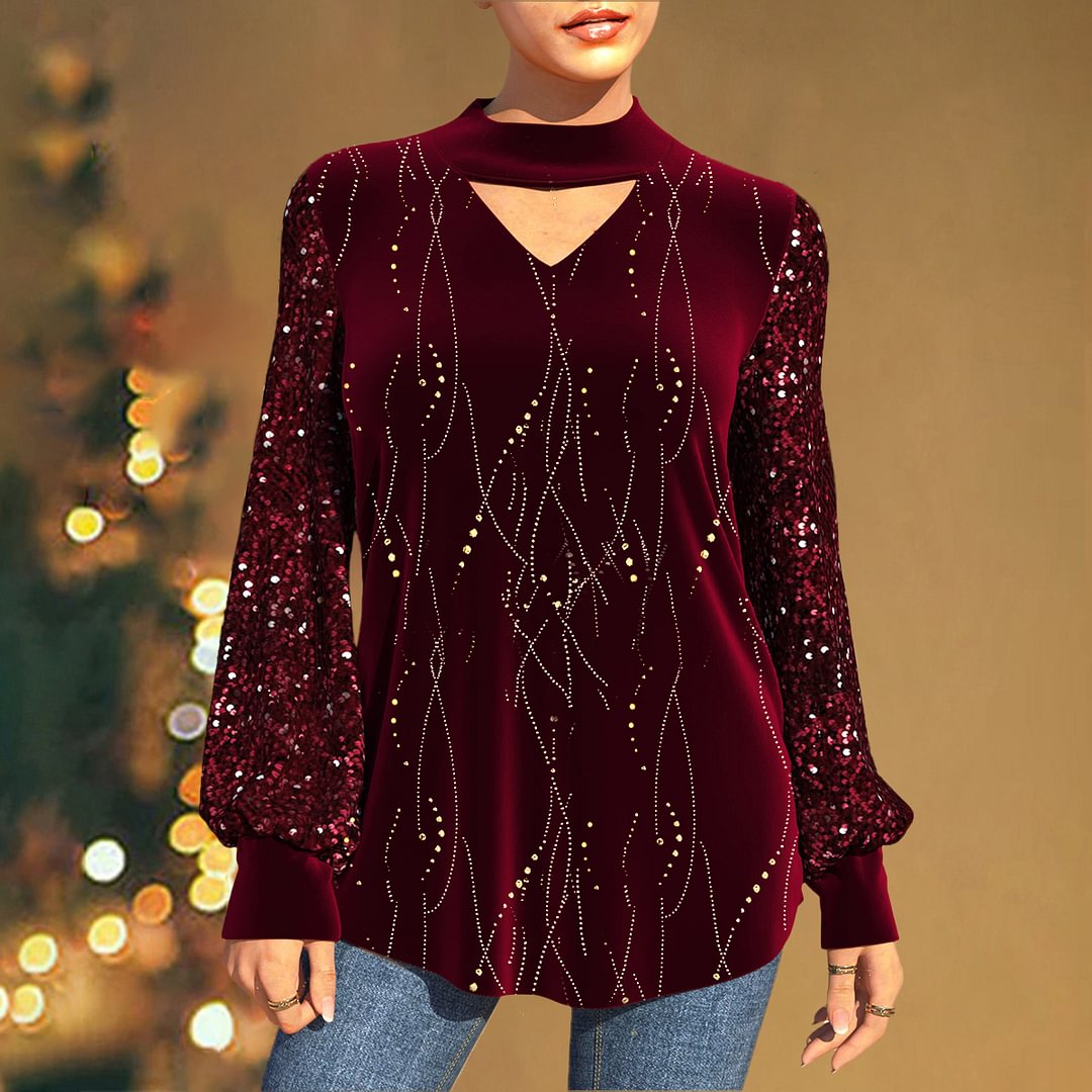 Sparkle Sequins Women's Long Sleeves Tops