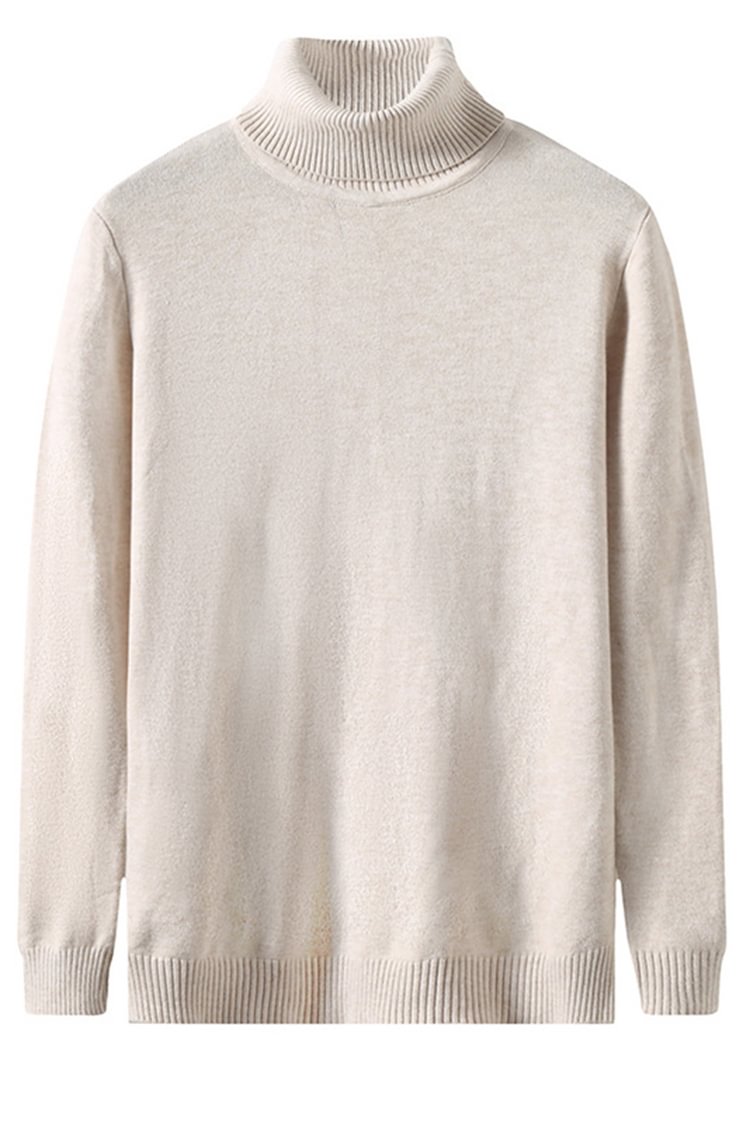 Tiboyz Turtleneck Solid Color Slim Fit Pullover Sweater