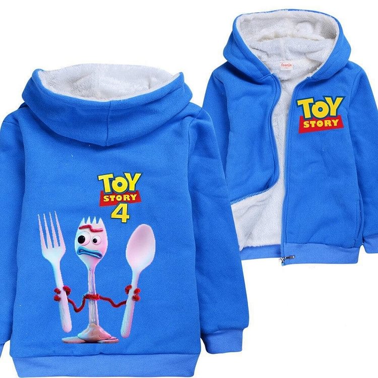 Mayoulove Forky Toy Story 4 Boys Child Blue Fleece Lined Zip Up Hoodie-Mayoulove
