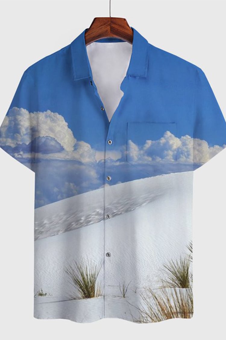 Tiboyz Blue Sky And White Clouds Short Sleeve Shirt