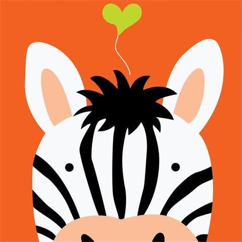 DIY Acrylic Painting, Paint by Number Kits for Kids Beginner - Cute Zebra 8" x 8"、bestdiys、sdecorshop