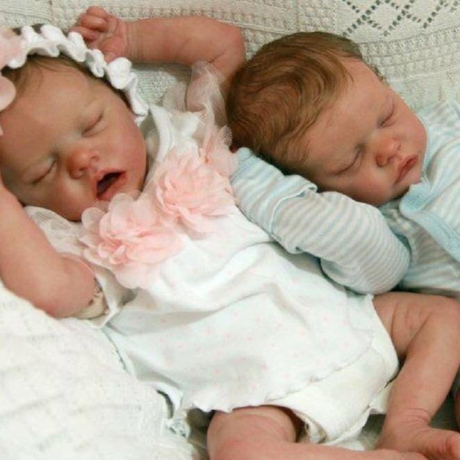 12'' Reborn Twins Boy and Girl Sleeping Silicone Baby Dolls Molly and Midina by Creativegiftss® -Creativegiftss® - [product_tag]