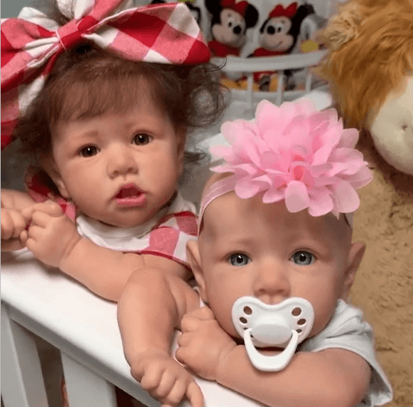Twins Sister 12'' Open Eyes Reborn Baby Doll Girl Erica and Adele 2022, Lifelike Silicone Toy For Kids -jizhi® - [product_tag]