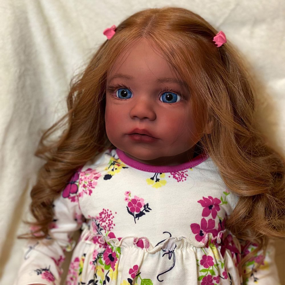 [New Series!] 20" Lifelike African American Handmade Black Hair Grey Eyes Reborn Toddler Doll Named Maria