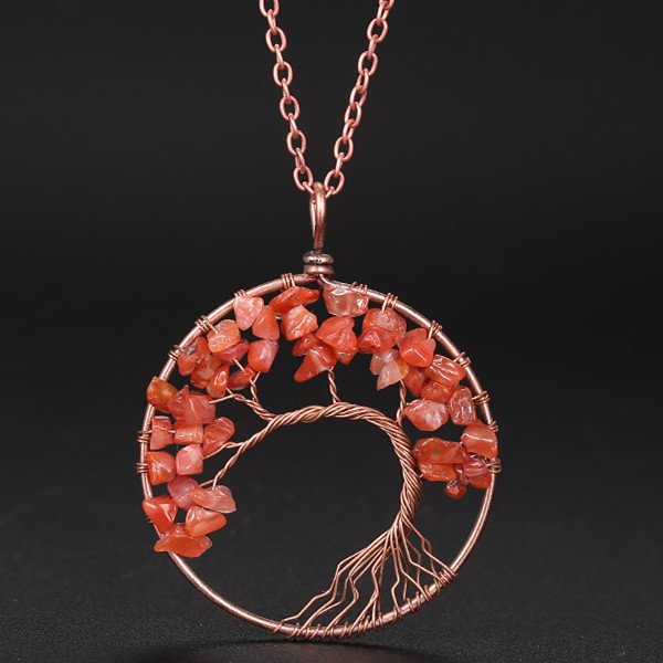 Unique Tree Of Life Crystal Pendant Necklace