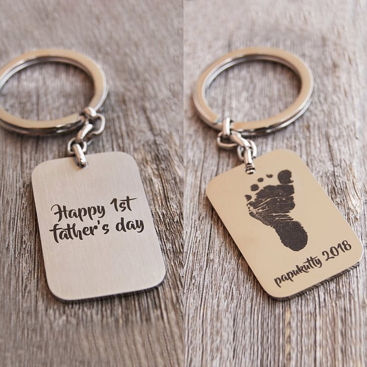 Baby Footprint Keychains • Engraved Keepsakes Father's Day Gift