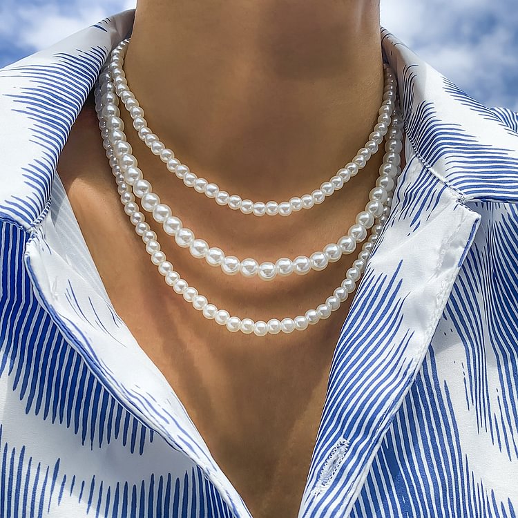 Classic Triple Layer Pearl Necklace