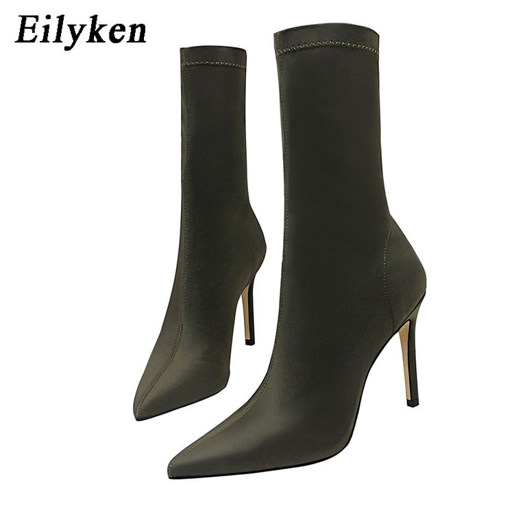 stretch pointed toe sock boots