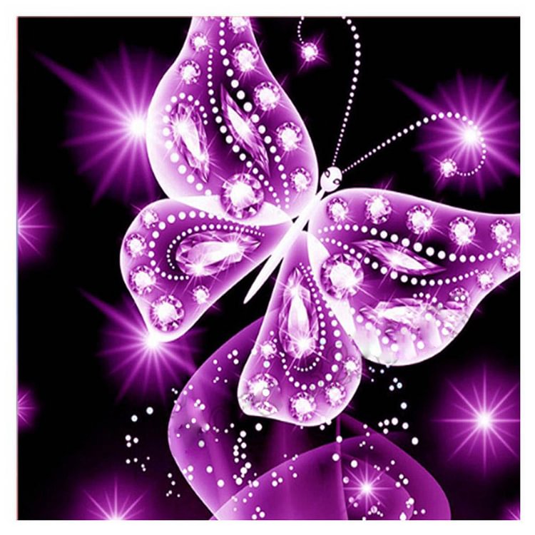 Butterfly Pink - Round Drill Diamond Painting - 25*25CM