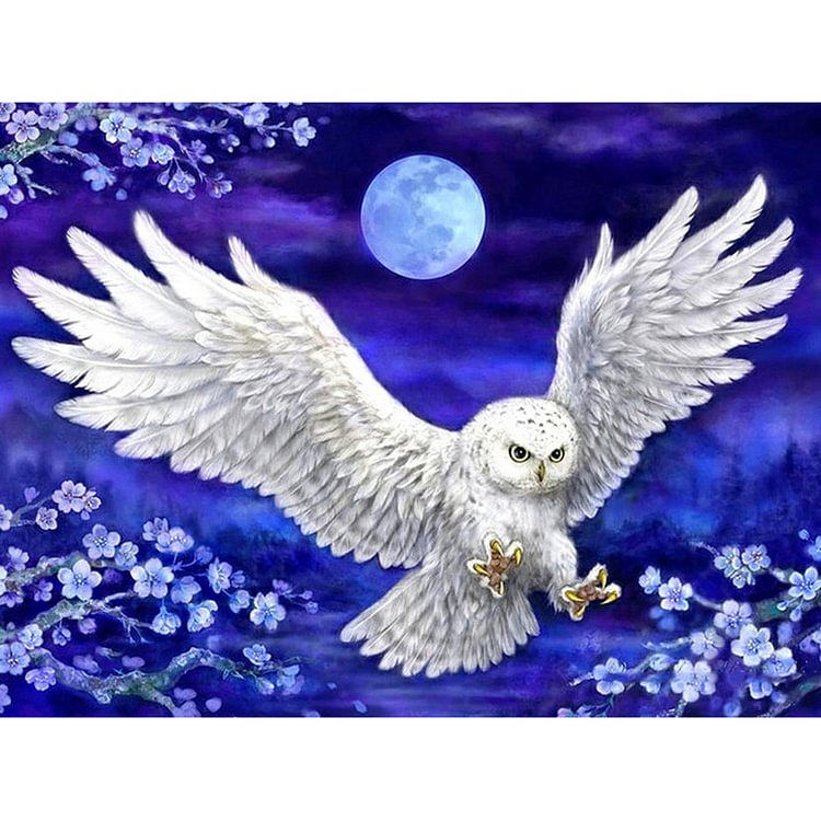 White Owl In The Night - Round Drill Diamond Painting - 40*30CM