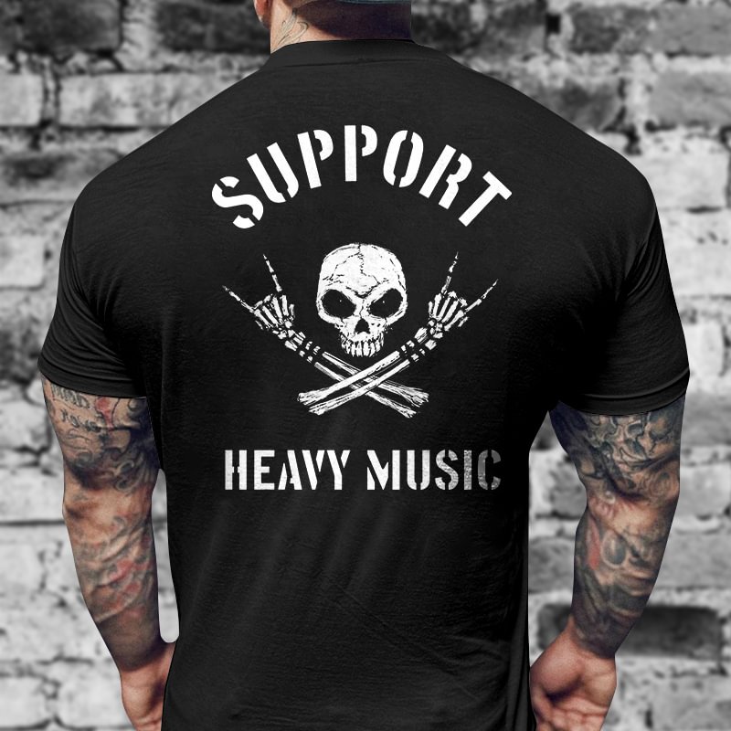 Livereid Support Heavy Music Printed Skull Graphic Men's T-shirt - Livereid