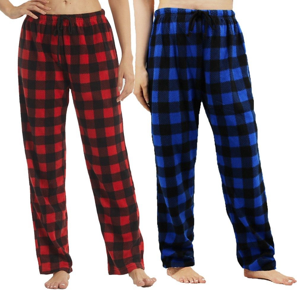 Women Pajama Bottoms Fluffy Flannel Stripe Lounge Home Pants Trouser Warm Winter