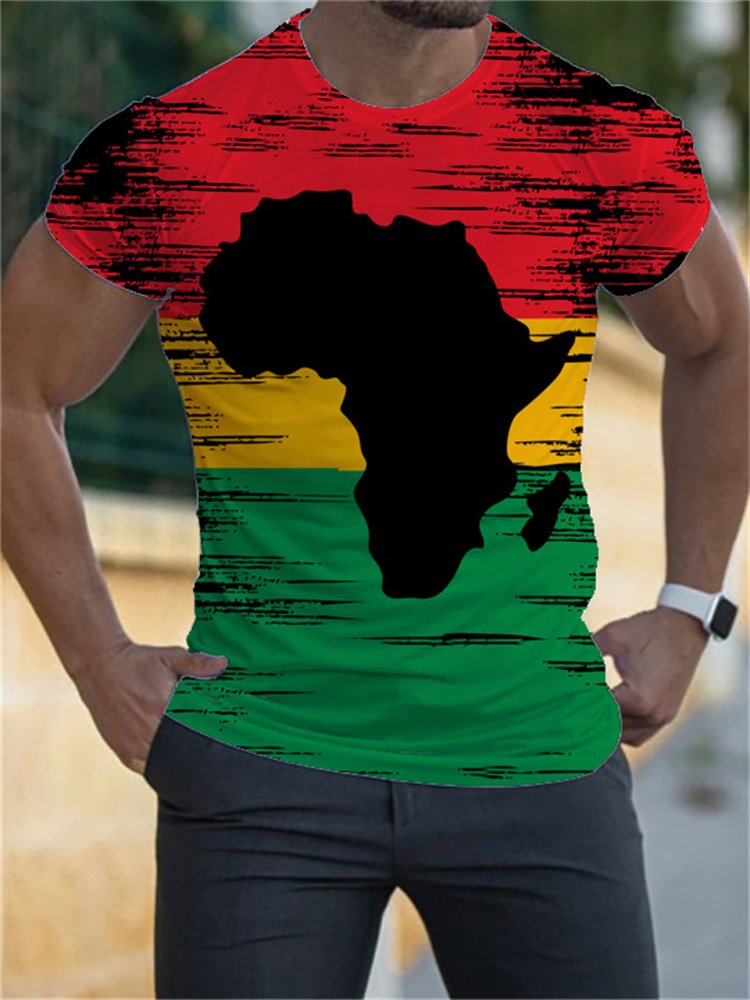 BrosWear Black Pride Africa map Casual Short Sleeve T Shirt