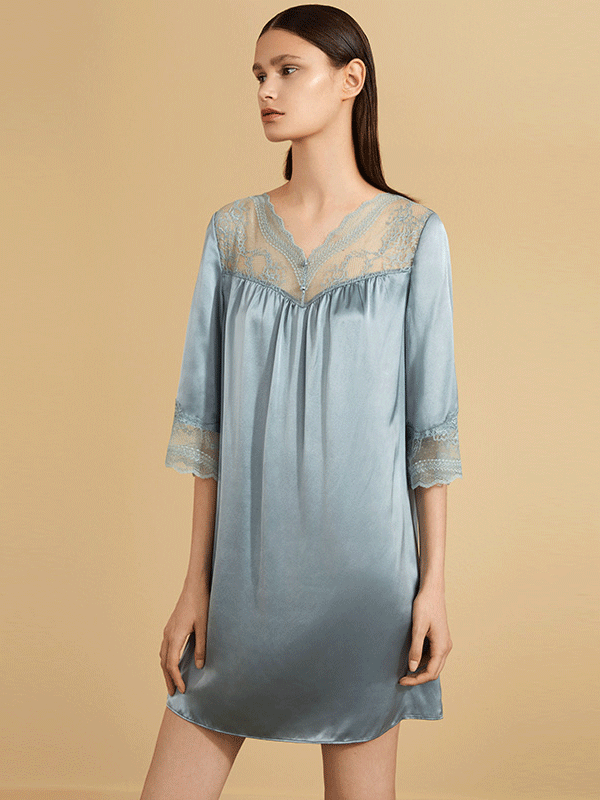 Cute Lace Charm Silk Nightgown-Luxury Silk Life