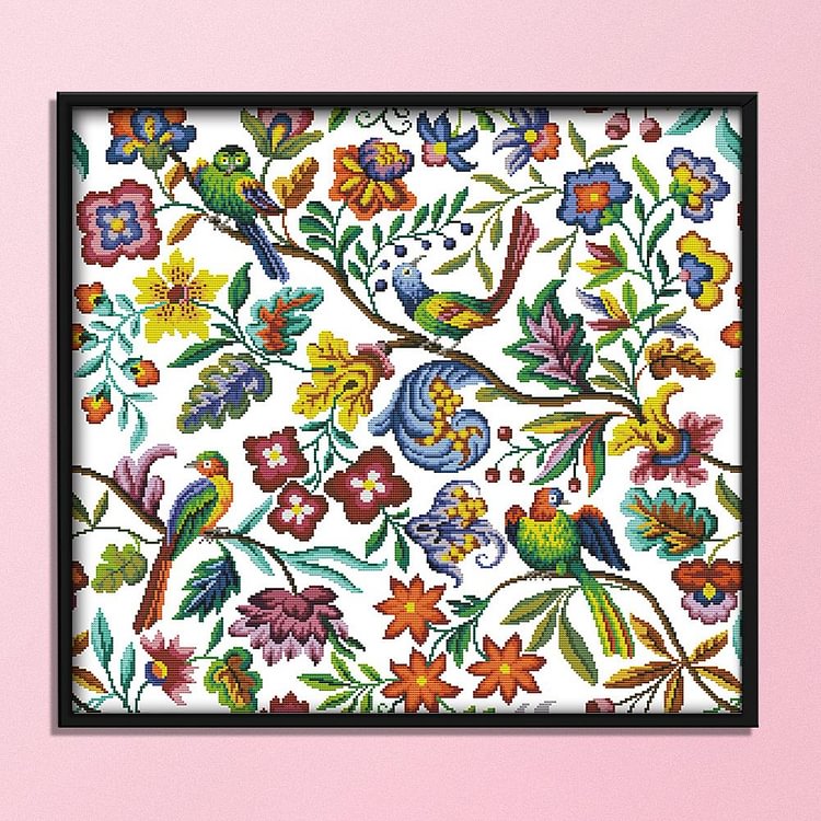 Birds and Flowers - 14CT Stamped Cross Stitch - 59*55cm