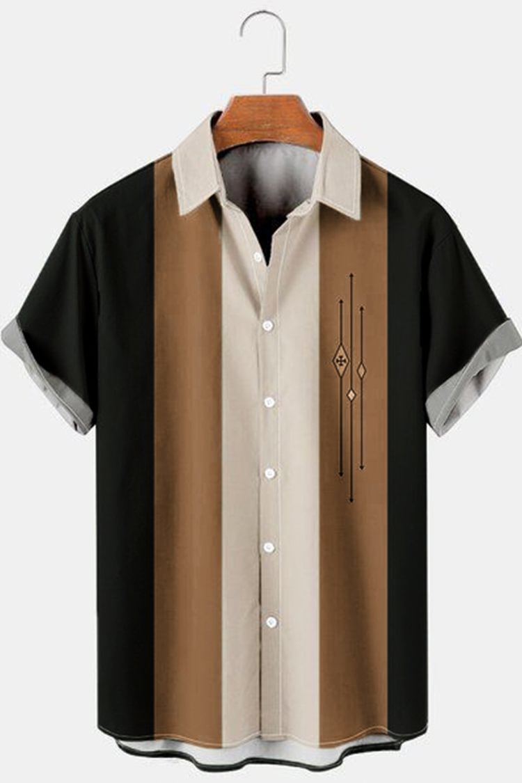 Tiboyz Striped Contrast Short Sleeve Shirt