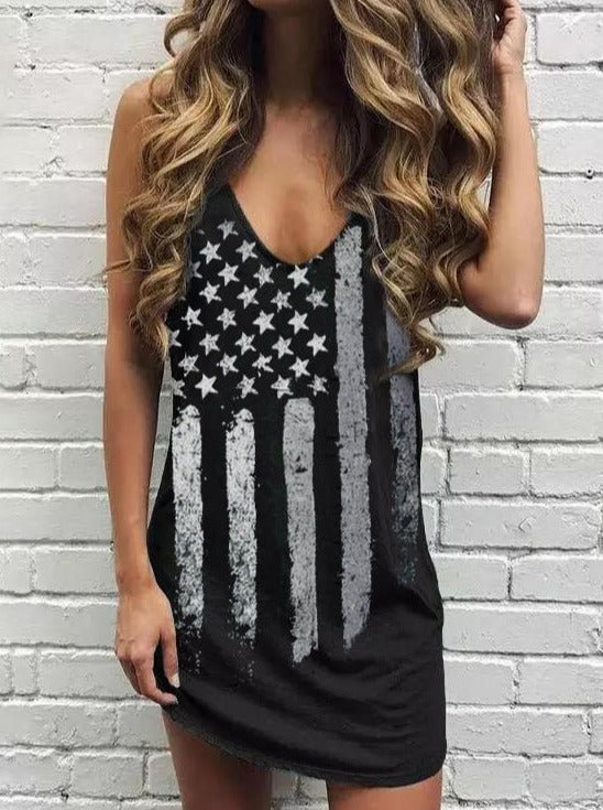 American Flag Star Striped Tank Mini Dress