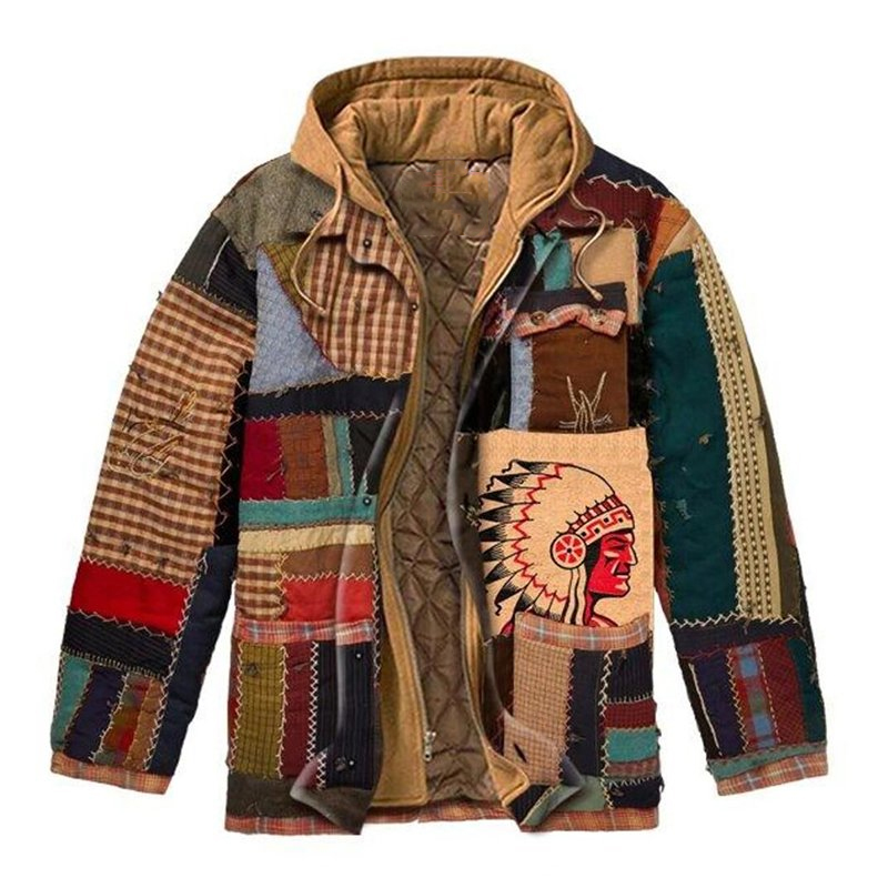 Mens Winter Patchwork Thick Casual Jacket