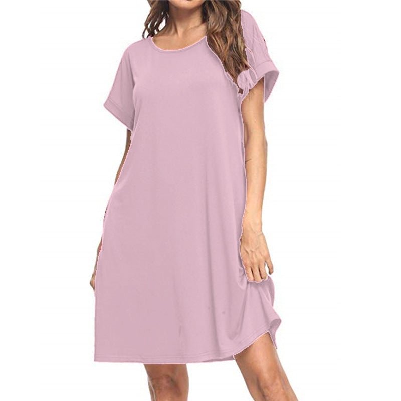 Women's Solid Color T-shirt Dress-Corachic