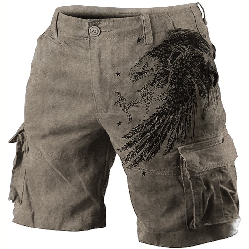 Mens outdoor retro eagle print shorts / [viawink] /