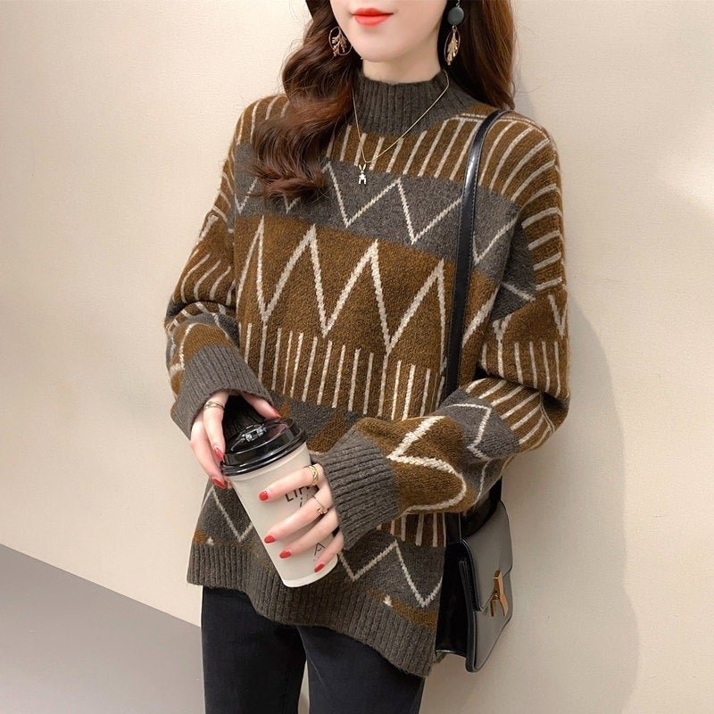 Lazy Waxy Coat Loose Temperament Thick Sweater Coat-Corachic