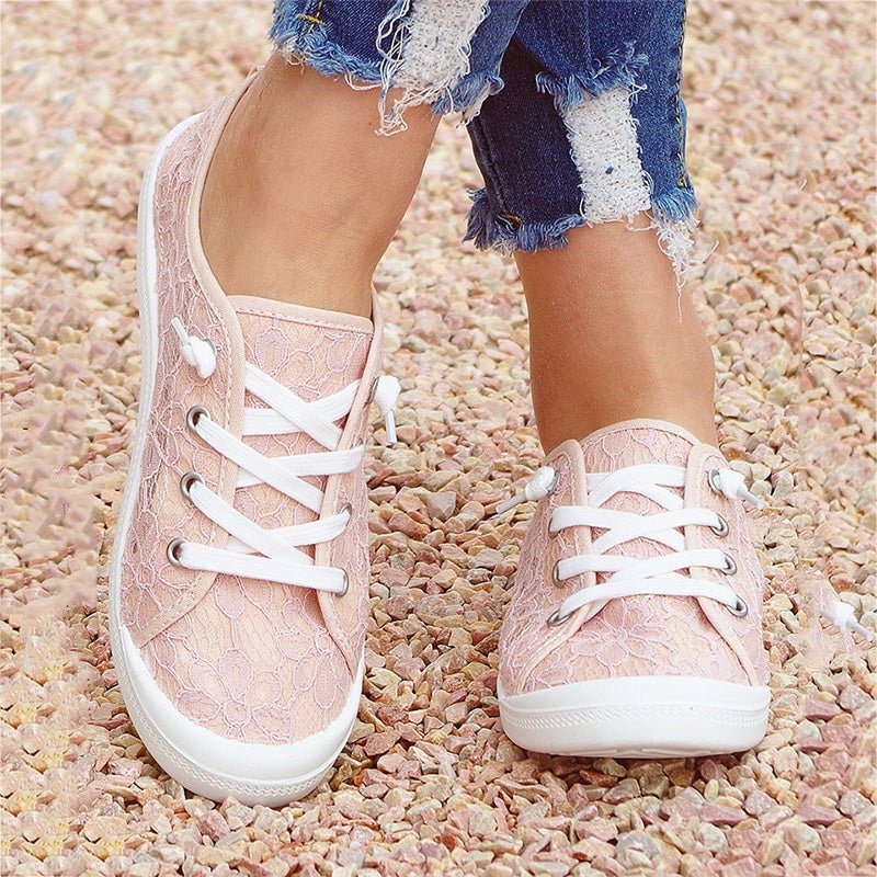 Women's Lace Up Slip on Canvas Sneakers