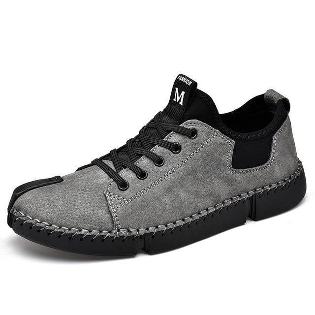 Men leather Casual Big Size Flats  Shoes-Corachic