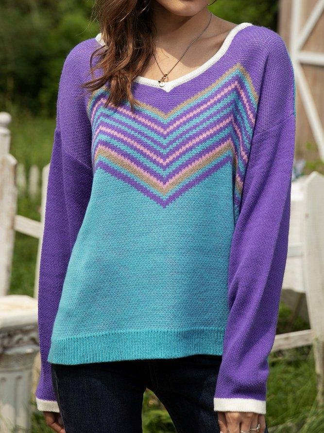 Women's V-Neck Long-Sleeved Sweater Top-Mayoulove