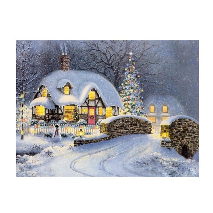 Christmas Night Snow - Diamond Painting - 40x30cm(Canvas)