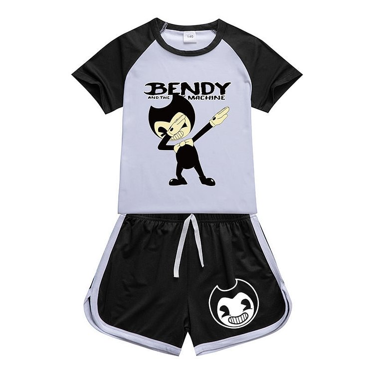 Mayoulove Kids Bendy and the Ink Machine Sportswear Outfits T-Shirt Shorts Sets-Mayoulove
