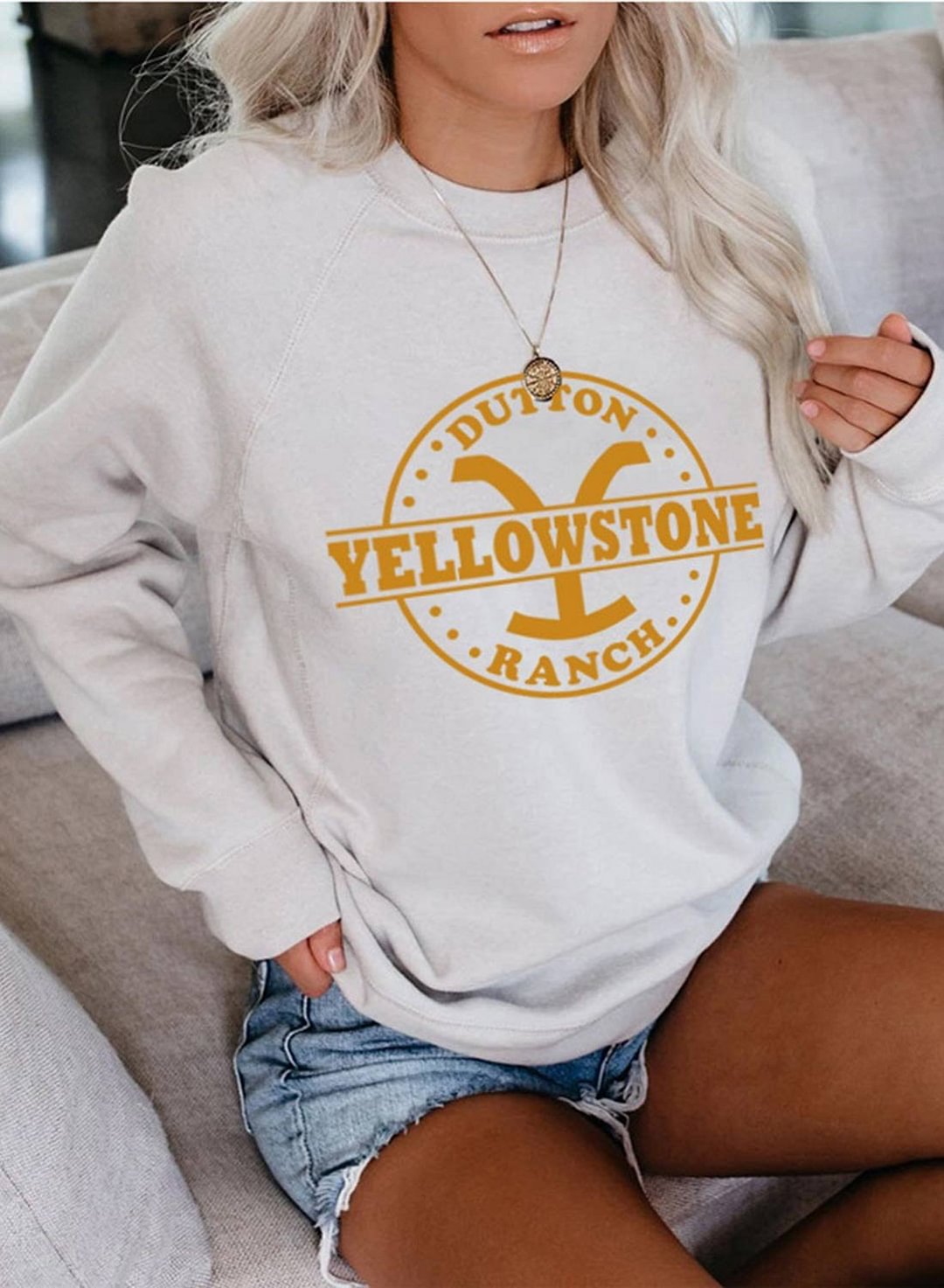 Women's Yellowstone Dutton Ranch Sweatshirt Letter Long Sleeve Round Neck Casual Sweatshirt - vzzhome
