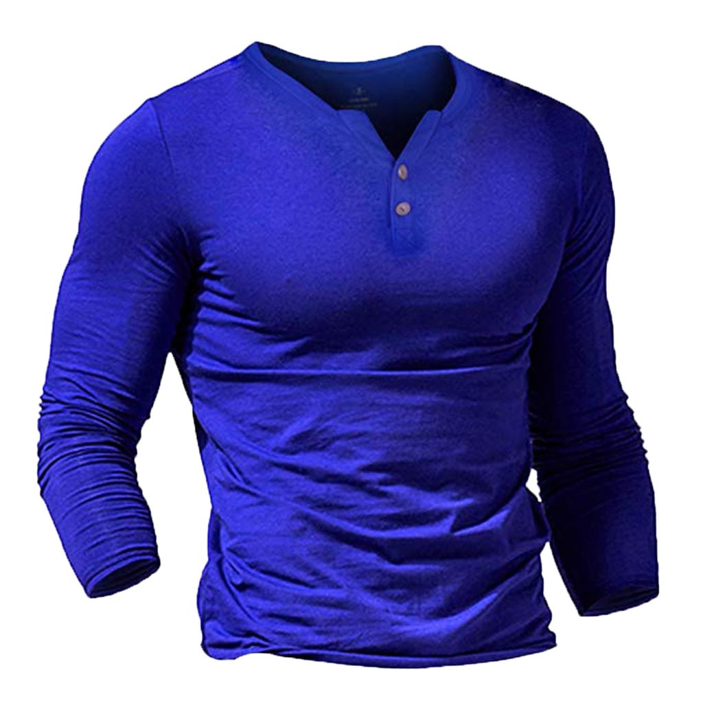 Men's Casual Solid Color V-neck Long Sleeve Top / [viawink] /