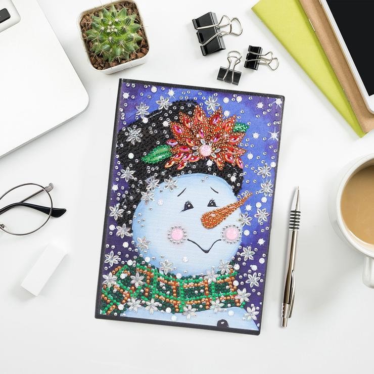 Christmas Snowman DIY Crystal Rhinestones Diamond Painting 60 Pages A5 Notebook Gift