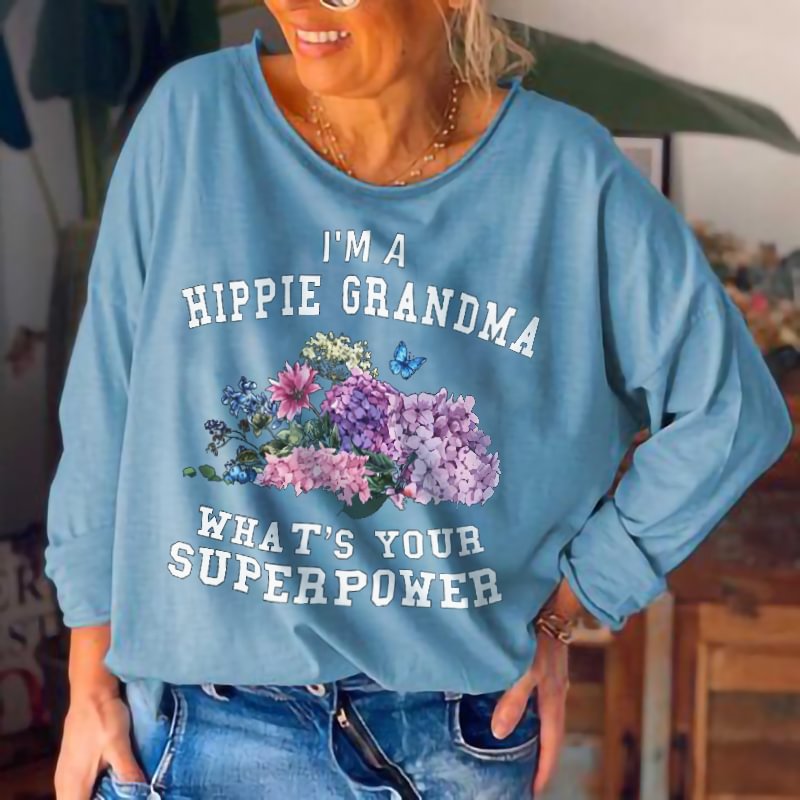 I’m A Hippie Grandma Floral Butterfly Print Casual T-shirt