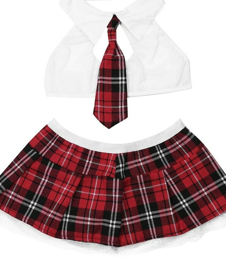 Plaid Skirt Perspective Cosplay Set-Icossi